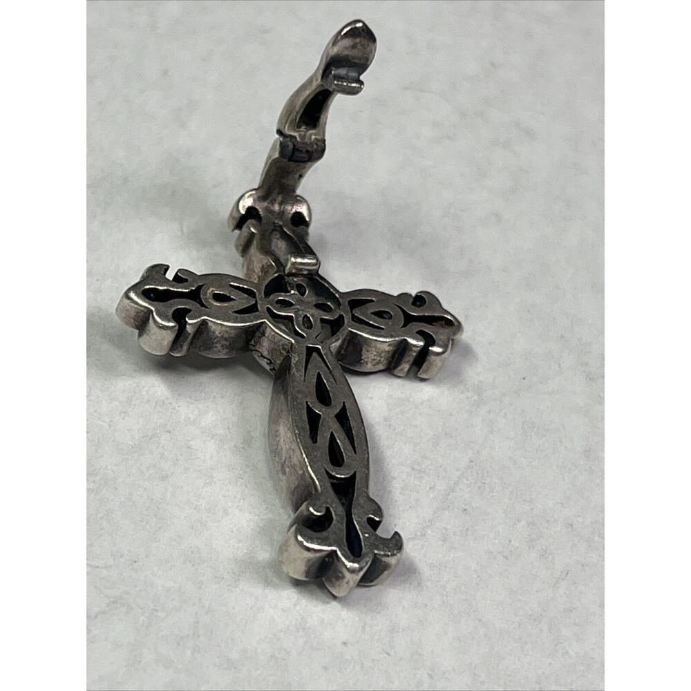EFFY 18k And Sterling Silver Cross Crucifix Pendant Faux Pearl No Necklace RARE - Picture 9 of 12